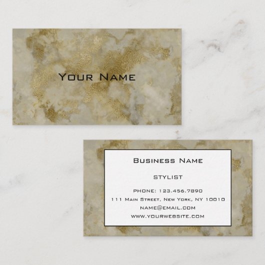 Chic Luxury  Gold Marble Pattern Achtergrond Visitekaartje (Voorkant / Achterkant)