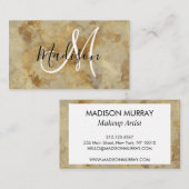 Chic Luxury  Gold Marble Pattern Monogram Visitekaartje (Voorkant / Achterkant)