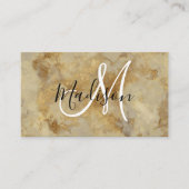 Chic Luxury  Gold Marble Pattern Monogram Visitekaartje (Voorkant)