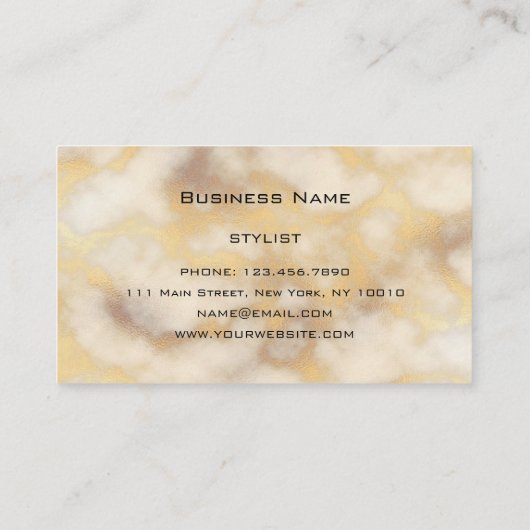 Chic Luxury Grey & Gold Marble Pattern Achtergrond Visitekaartje (Achterkant)