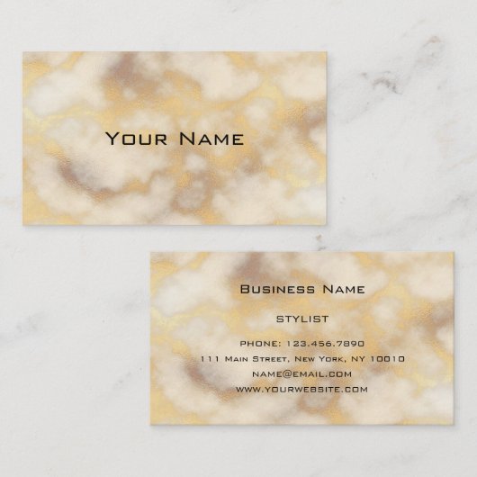 Chic Luxury Grey & Gold Marble Pattern Achtergrond Visitekaartje (Voorkant / Achterkant)