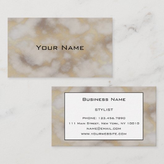 Chic Luxury Grey & Gold Marble Pattern Achtergrond Visitekaartje (Voorkant / Achterkant)