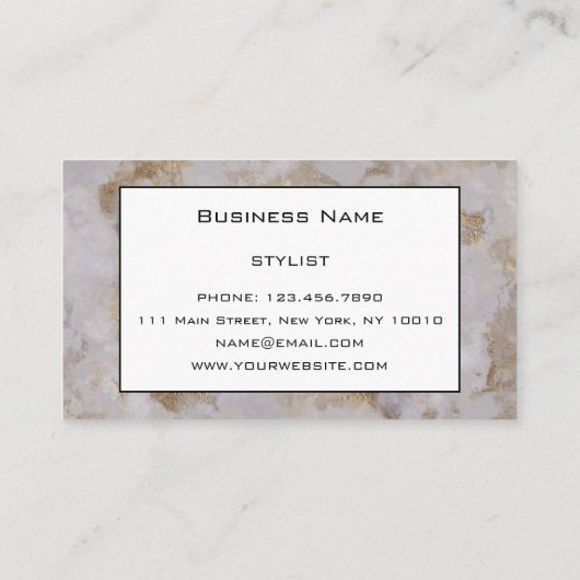 Chic Luxury Grey & Gold Marble Pattern Achtergrond Visitekaartje (Achterkant)