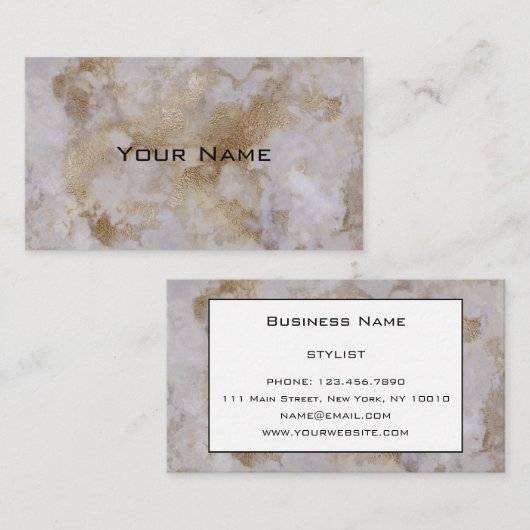 Chic Luxury Grey & Gold Marble Pattern Achtergrond Visitekaartje (Voorkant / Achterkant)