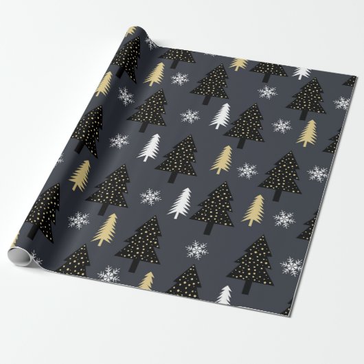 Chic Luxury Modern kerstboompatroon Cadeaupapier (Uitgerold)