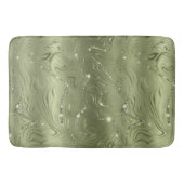Chic Luxury Olive Silver Glitter Patroon Badmat (Voorkant)