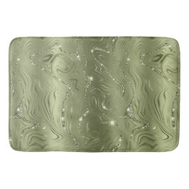 Chic Luxury Olive Silver Glitter Patroon Badmat
