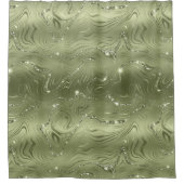 Chic Luxury Olive Silver Glitter Patroon Douchegordijn (Voorkant)