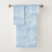 Chic Luxury Pastel Blue Silver Glitter Bath Towel Bad Handdoek (Insitu)