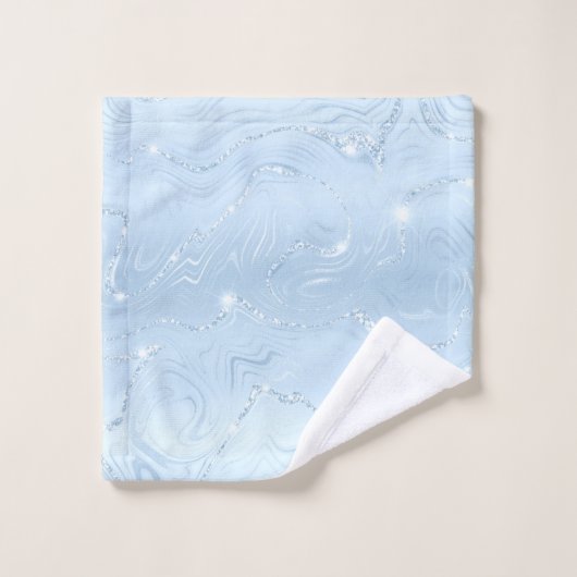 Chic Luxury Pastel Blue Silver Glitter Bath Towel Bad Handdoek (Wasdoekje)