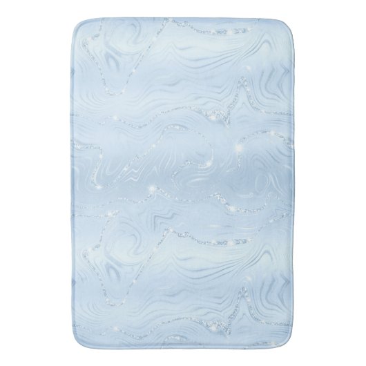 Chic Luxury Pastel Blue Silver Glitter Patroon Badmat (Voorkant Verticaal)