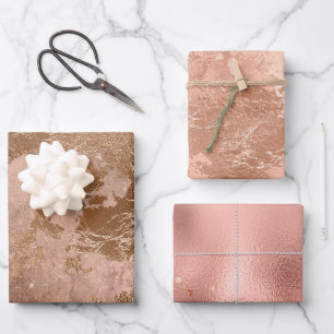 Chic Luxury Roos Gold Glitter Elegant Roze Inpakpapier Vel