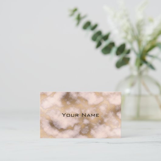 Chic Luxury Roos Gold Marble Pattern Achtergrond Visitekaartje (Staand voorkant)