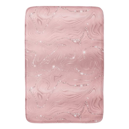 Chic Luxury roze Silver Glitter Badmat (Voorkant Verticaal)