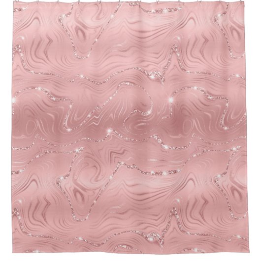 Chic Luxury roze Silver Glitter Douchegordijn (Voorkant)