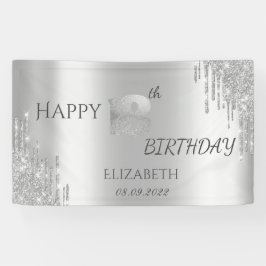 Chic Luxury Silver Glitter schrijft 18e verjaardag Spandoek