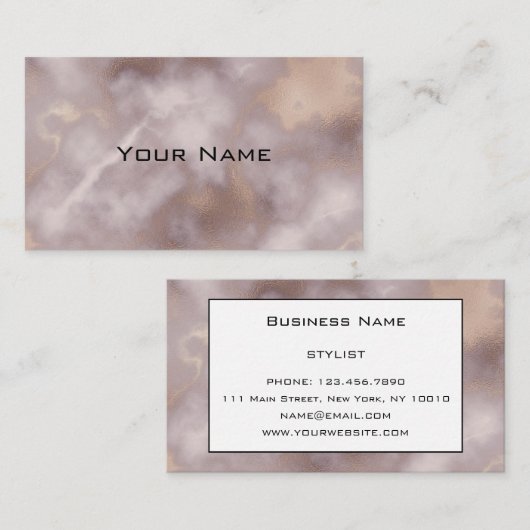 Chic Luxury Smoky White Grey & Gold Marble Pattern Visitekaartje (Voorkant / Achterkant)