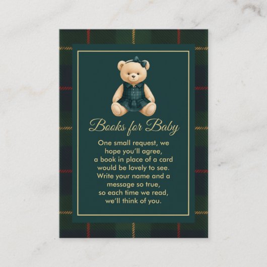 Chic Luxury Teddy Bear Baby Shower  Informatiekaartje (Voorkant)