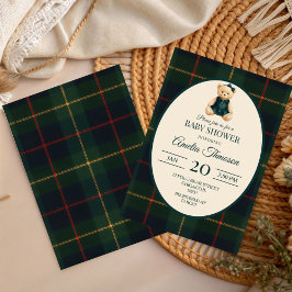 Chic Luxury Teddy Bear Baby Shower Kaart