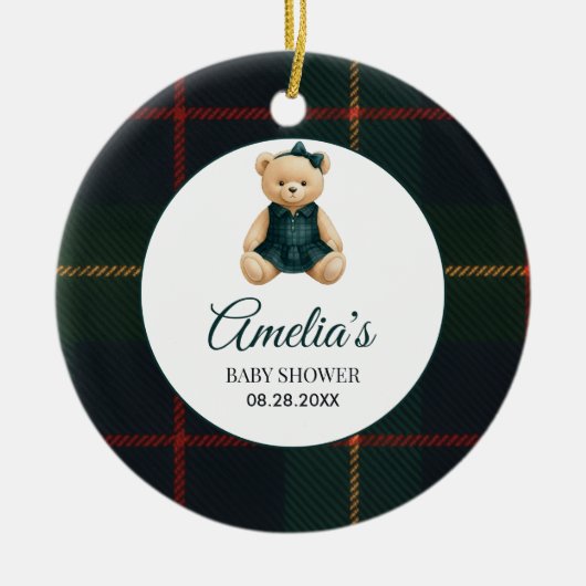 Chic Luxury Teddy Bear Baby Shower  Keramisch Ornament (Voorkant)