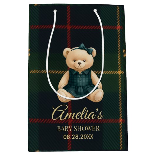 Chic Luxury Teddy Bear Baby Shower  Medium Cadeauzakje (Voorkant)