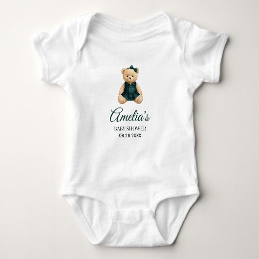 Chic Luxury Teddy Bear Baby Shower  Romper (Voorkant)