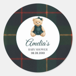 Chic Luxury Teddy Bear Baby Shower  Ronde Sticker