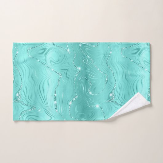 Chic Luxury Turquoise Silver Glitter Bad Handdoek (Handdoek)
