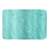 Chic Luxury Turquoise Silver Glitter Patroon Badmat (Voorkant)