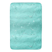 Chic Luxury Turquoise Silver Glitter Patroon Badmat (Voorkant Verticaal)