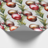 Chic Luxury Waterverf Baubles Pine Tree Cadeaupapier (Hoek)