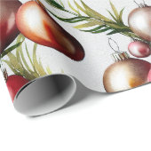 Chic Luxury Waterverf Baubles Pine Tree Cadeaupapier (Rol Hoek)