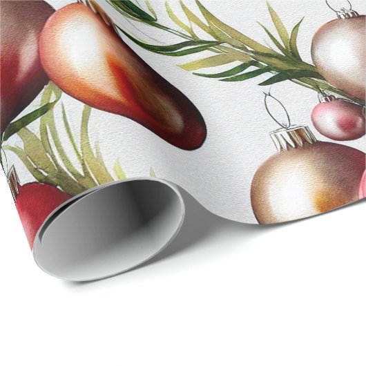 Chic Luxury Waterverf Baubles Pine Tree Cadeaupapier (Rol Hoek)