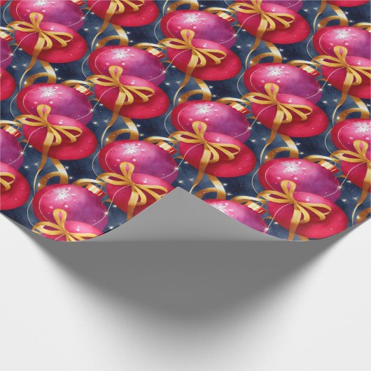 Chic Luxury Waterverf Paarse Bauble Cadeaupapier (Hoek)