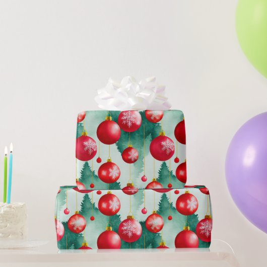 Chic Luxury Waterverf Red Decorations Cadeaupapier (Feestgeschenken)