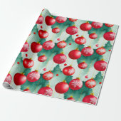 Chic Luxury Waterverf Red Decorations Cadeaupapier (Uitgerold)