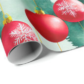 Chic Luxury Waterverf Red Decorations Cadeaupapier (Rol Hoek)