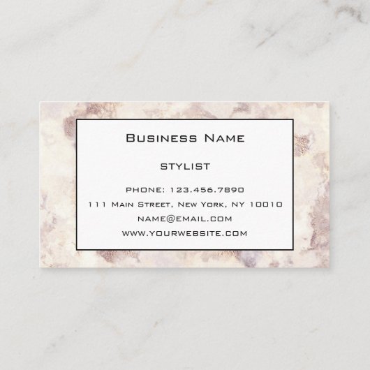 Chic Luxury White Grey Gold Marble Pattern Visitekaartje (Achterkant)