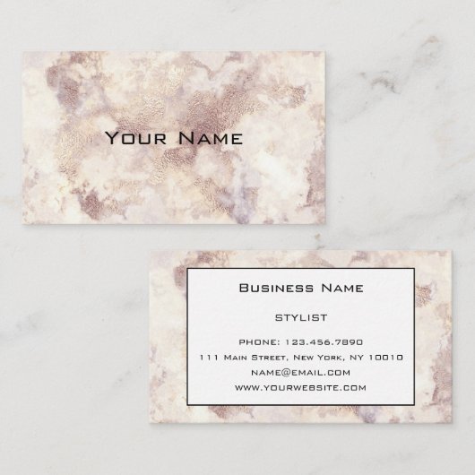 Chic Luxury White Grey Gold Marble Pattern Visitekaartje (Voorkant / Achterkant)