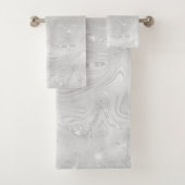 Chic Luxury White Silver Glitter Bath Towel Set Bad Handdoek (Insitu)