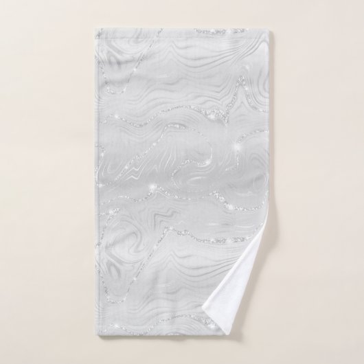 Chic Luxury White Silver Glitter Bath Towel Set Bad Handdoek (Handdoek)