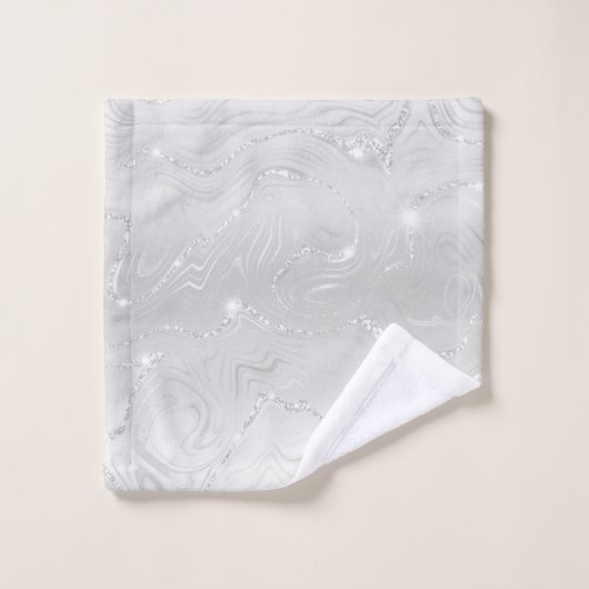 Chic Luxury White Silver Glitter Bath Towel Set Bad Handdoek (Wasdoekje)