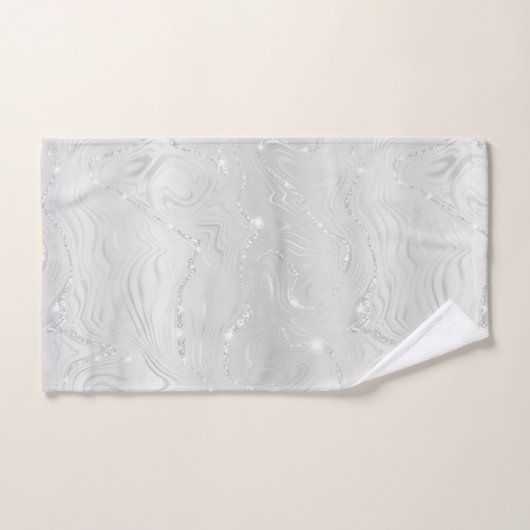 Chic Luxury White Silver Glitter Bath Towel Set Bad Handdoek (Handdoek)