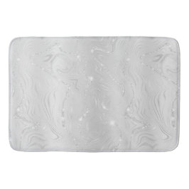 Chic Luxury White Silver Glitter Patroon Badmat