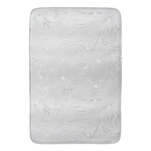 Chic Luxury White Silver Glitter Patroon Badmat (Voorkant Verticaal)
