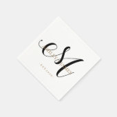 Chic M Monogram Gold Script Name Weduwdate Servet (Hoek)
