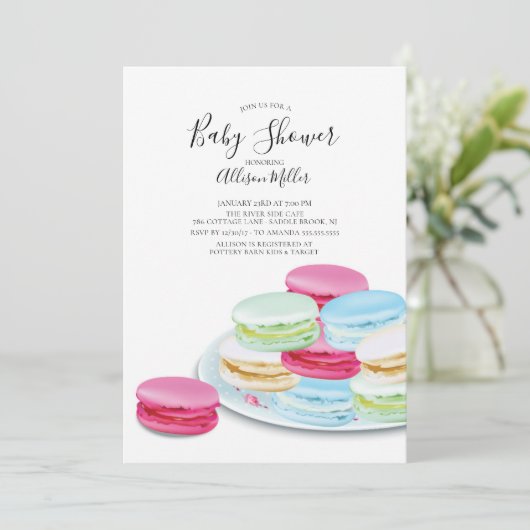 Chic Macaroon Baby shower Invitation Kaart (Staand voorkant)