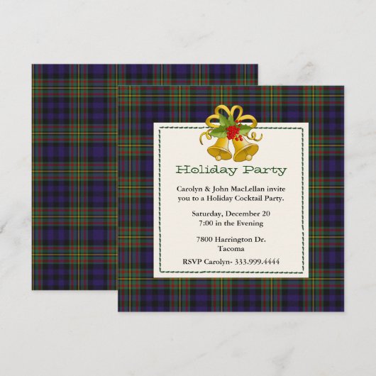 Chic MacLellan Tartan Aangepaste feestdag Kaart (Voorkant / Achterkant)
