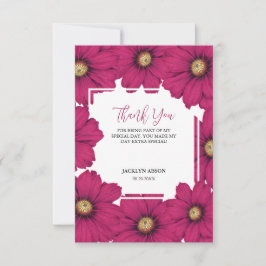 Chic Magenta Cosmos Floral Botanical Bedankt