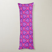 Chic Magenta Hearts and Flowers Body Pillow Lichaamskussen (Achterkant (Verticaal))
